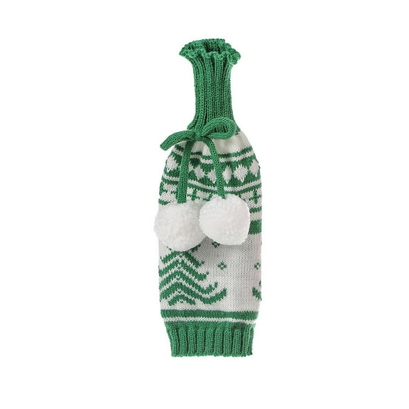 Christmas Bottle Cover, Clearance, Wine Sweater Knitted Champagne Bottle Bag Snowman Cover Santa Claus Wine Bag Reindeer Drawstring for Xmas Party Decoration(A)