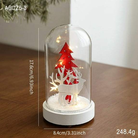 Christmas in a Bottle Glass Lamp Wood Snow Scene Decorative Tabletop Night Light Colorful Holiday Party Home Decor Battery Free Multiple Sizes for Display