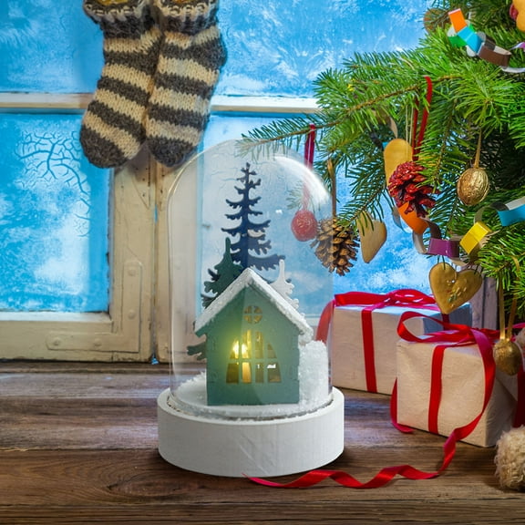 Christmas In A Bottle with Lights - Wooden Snow Globe Decor with Built-in Electronics for Holiday Home Decor, Festive Tabletop Centerpiece, Seasonal Gift