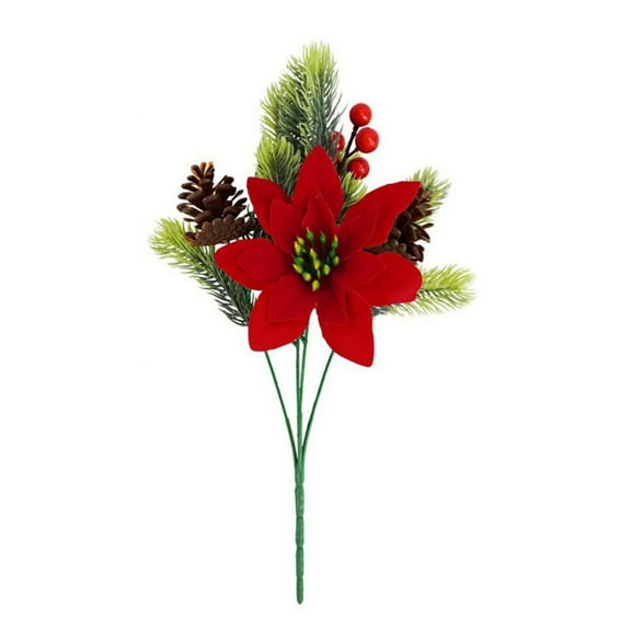 Christmas Bouquet, Artificial Pine Branches Christmas Red Berry Pine Needle Flower Arrangement Home Holiday Atmosphere Decoration Fake Flowers