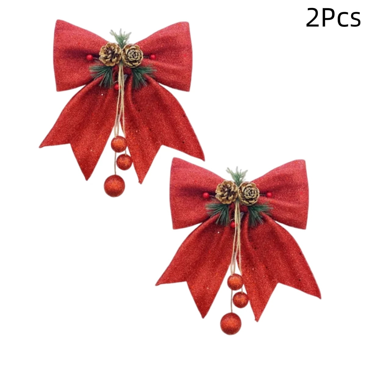 Christmas Bow 2Pcs, Christmas Glitter Red Bow, Large Christmas Tree Bow