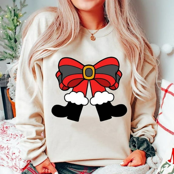 Christmas Bow Bundle Sweatshirt, Christmas Character Bow Shirt, Santa Claus Sweatshirt, Reindeer Shirt, Elf Bow Shirt, Gingerbread Christmas Sweatshirt