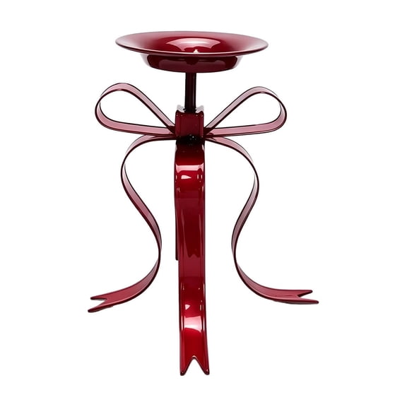 Christmas Bow Candlestick Red Vintage Home Decor Tabletop Candle Holder