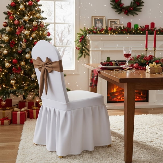 Christmas Bow Chair Decoration Ties Bow Stretch Floating Decorative Tape For Many Holiday Party Decorations Chair Cover Not Included 15.75in
