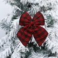 thumbnail image 1 of Christmas Bow Decor - 9.5" Red Checkered Hanging Ornament for Tree/Wreath/Window, Premium Fabric Holiday Decoration for Home & Gift Giving, 1 of 6