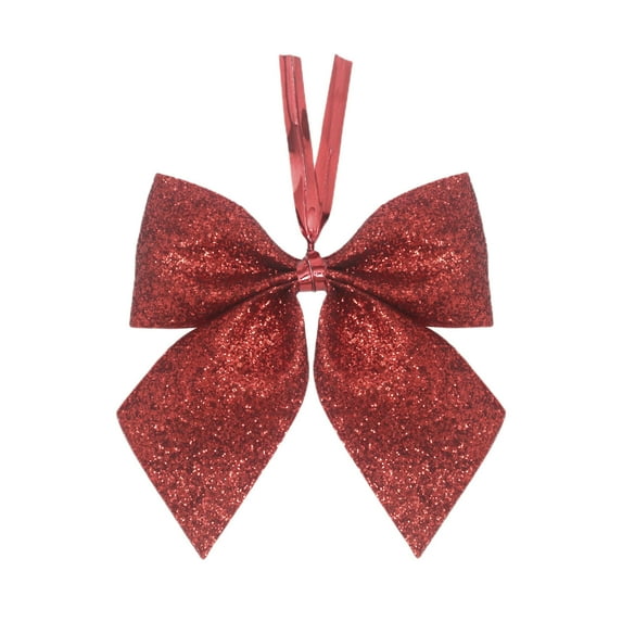 Christmas Bow Decoration, Glitter Polyester Tree Topper Bow for Wreaths, Garlands, Gift Boxes, Indoor Outdoor Holiday Décor, Gold or Red