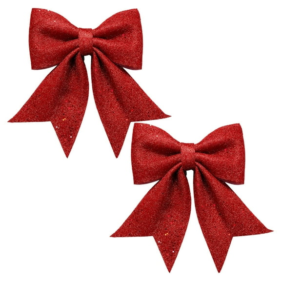 Christmas Bow Decorations,Christmas Tree Bows,Red Wreath Bows Christmas Tree Decor,Wreaths Ornaments Sequin Ties Xmas Decoration Bows for Home Holiday Party Gift Wrapping(Red)