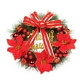 thumbnail image 1 of Christmas Bow Decorative Wreath Red Artificial Plant Garland for Door Wall Holiday Decor, 1 of 6