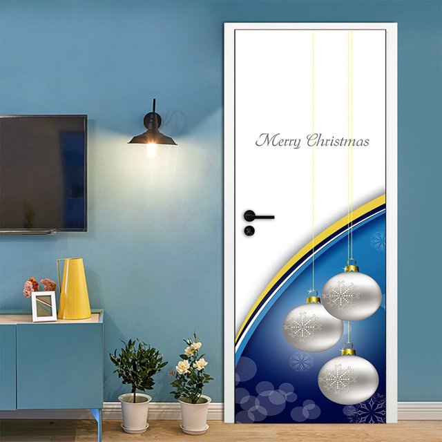Christmas Bow Door Sticker Holiday Party Decoration Wallpaper Sticker