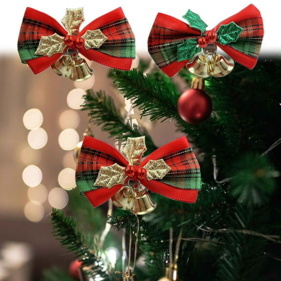 Christmas Bow Garland, Christmas Tree Pendant Ornament Set for Holiday Decor, Family Gathering and Hostess Gift, Indoor Mantel Display and Tabletop Seasonal Celebration Akmoler