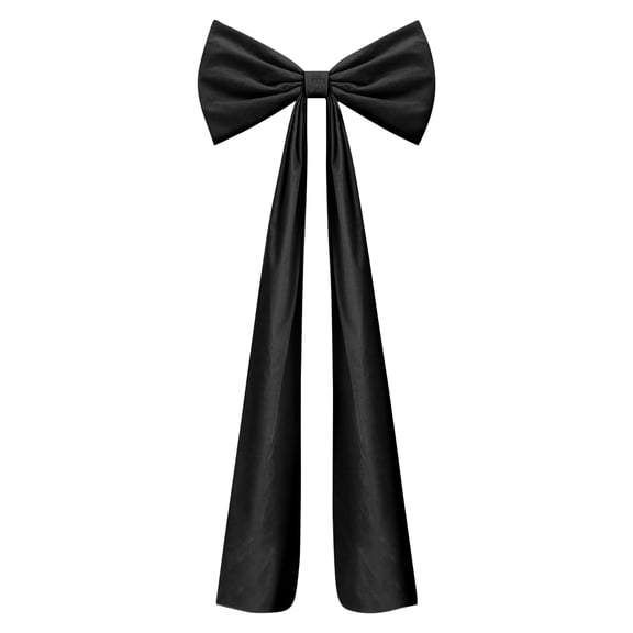 Christmas Bow Hanger, Black Velvet Large 19.7 inch x 70.9 inch Decorative Ornament, 1 Pack Long Streamer Hanging Decoration, for Xmas Tree Front Door Wall Window Indoor Outdoor Holiday Party Decor