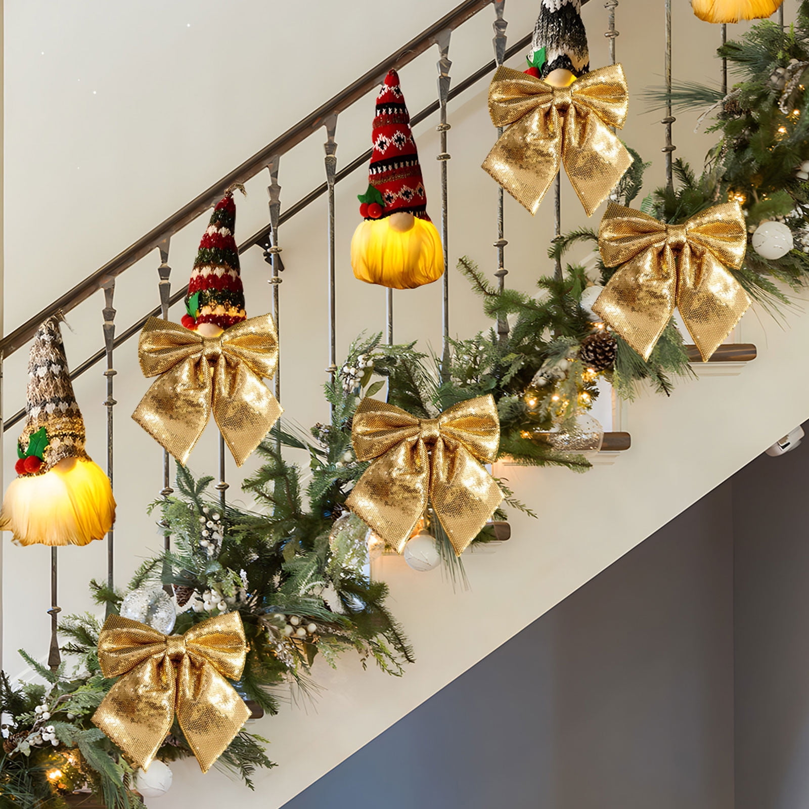 Christmas Bow Hanging Ornament Tree Bows Door Decor Vintage Wreath Made