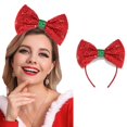 thumbnail image 1 of Christmas Bow Headband Sequin Bow Hair Hoop Holiday Cute Headbands Big Bows Hair Band Christmas Party Gifts Hair Accessory for Women and Kids (B Red), 1 of 4