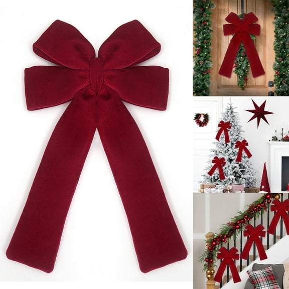 Christmas Bow Large Red Bow Knot Christmas Tree Topper Decoration Wreath Bows For Door New Year Christmas Party Decoration