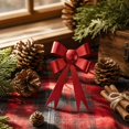 thumbnail image 1 of Christmas Bow Ornament, Iron Bow Hanging Decoration, Metallic Finish with Hanging Loop for Christmas Trees Wreaths and Garlands, Red, 1 of 6