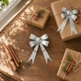 thumbnail image 1 of Christmas Bow Ornament, Iron Bow Hanging Decoration, Metallic Finish with Hanging Loop for Christmas Trees Wreaths and Garlands, Silver, 1 of 6