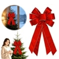 thumbnail image 1 of Christmas Bow Ornaments, 19.69X11.81" Large Pre‑Tied Velvet Holiday Bows, Gold‑Edge Trim Xmas Bows with Long Streamers, Velvet Hanging Bow Decorations, Layered Bow Embellishments, Decorative Bow, 1 of 7
