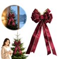 thumbnail image 1 of Christmas Bow Ornaments, 19.69X11.81" Large Pre‑Tied Velvet Holiday Bows, Gold‑Edge Trim Xmas Bows with Long Streamers, Velvet Hanging Bow Decorations, Layered Bow Embellishments, Decorative Bow, 1 of 7