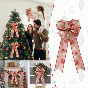 Christmas Bow Outdoor Decorations 43Cm Large Christmas Tree Top Hat Bow Velvet Wreath Bow With Glitter Gold Decorations Christmas Home Front Door Decoration Holiday Decor