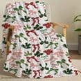 thumbnail image 1 of Christmas Bow Pattern Blanket, 1 Count Soft Comfortable Flannel Throw, Textiles for Home Office Travel Outdoor Camping for All Seasons, Flannel Blankets, 1 of 9