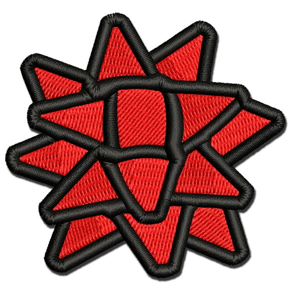 Christmas Bow Present Applique Multi-Color Embroidered Hook & Loop Patch - 3.5 Inch Large