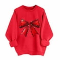 thumbnail image 1 of Christmas Bow Print Hoodies, Round-Neck Loose Long-Sleeved Pullover Tops, Fall Casual Outerwear, 1 of 6