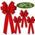 thumbnail image 1 of Christmas Bow Red Christmas Wreath Bow Tree Topper for Garland Classic Ornament Wrapping Bow for Home Windon Decoration 19.68"L x 10.63"W 5PCS, 1 of 7