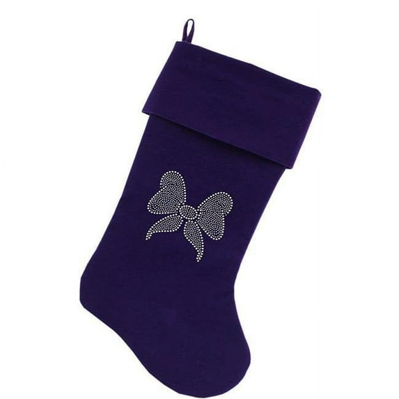 Christmas Bow Rhinestone Velvet Dog Stocking, Purple - One Size
