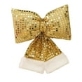 thumbnail image 1 of Christmas Bow Sequin Bow – Sparkling Luxury Xmas Tree Decoration, Customizable Holiday Wreath Bow for Festive Décor, Gold, S, Bow, 1 of 4