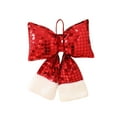 thumbnail image 1 of Christmas Bow Sequin Christmas Tree Bow Creative Wreath Bow Luxury Xmas Tree Ribbon for Xmas Tree Decoration 1PCS (Red, Medium), 1 of 5