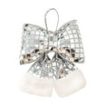 thumbnail image 1 of Christmas Bow Sequin Christmas Tree Bow Creative Wreath Bow Luxury Xmas Tree Ribbon for Xmas Tree Decoration 1PCS (Silver, Small), 1 of 5