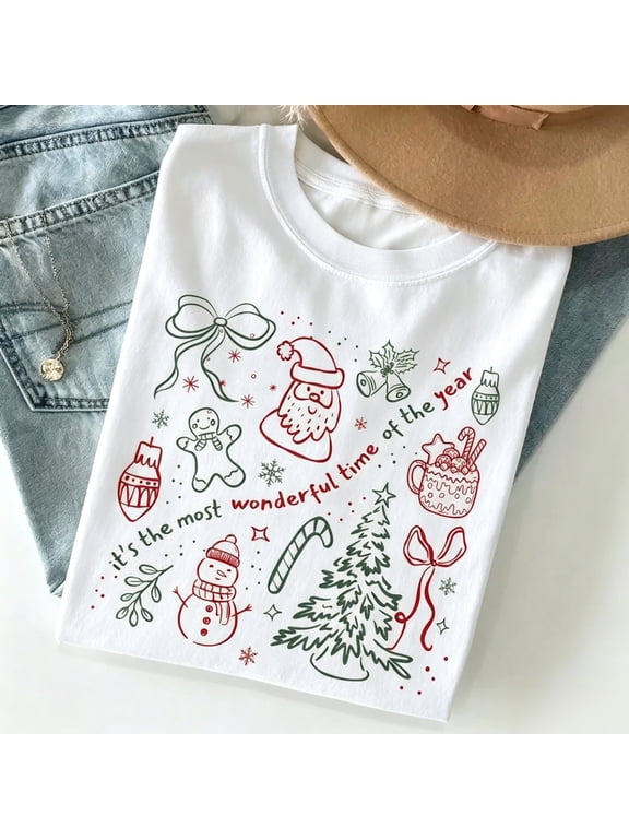 Christmas Bow Shirt, Most Wonderful Time Holiday Graphic Tee