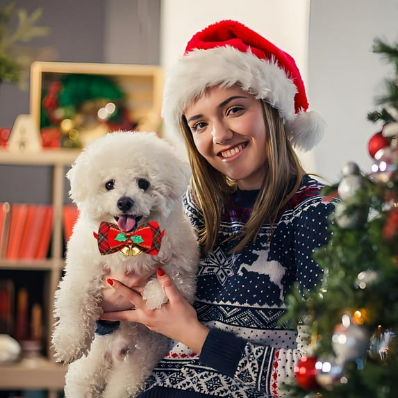 Christmas Bow Tie Pet Fashion Collar, Stylish Holiday Dog Bow Tie for Christmas, Adjustable Pet Accessory, Perfect for Dogs & Cats, Holiday Outfit Supplies