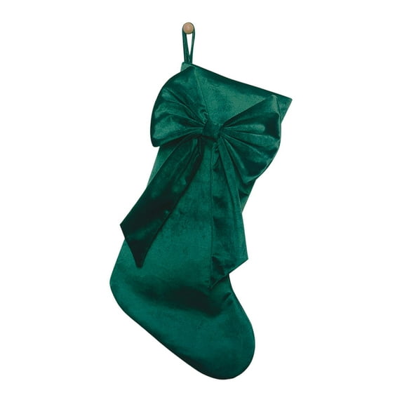 Christmas Bowknot Velvet Stockings - Solid Color Festive Decor Socks, Candy Gift Storage Bags, Fireplace Hanging Christmas Decor