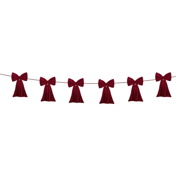 Christmas Bows 118.11 Inches Long Velvet Bow Garland, Double-Layer Ribbon Christmas Tree Ornaments, Mantel & Stair Railing, Wall & Door Frame Decorations, Festive Home Decor
