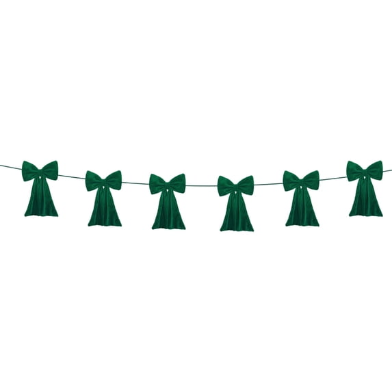 Christmas Bows 118.11 Inches Long Velvet Bow Garland, Double-Layer Ribbon Christmas Tree Ornaments, Mantel & Stair Railing, Wall & Door Frame Decorations, Festive Home Decor