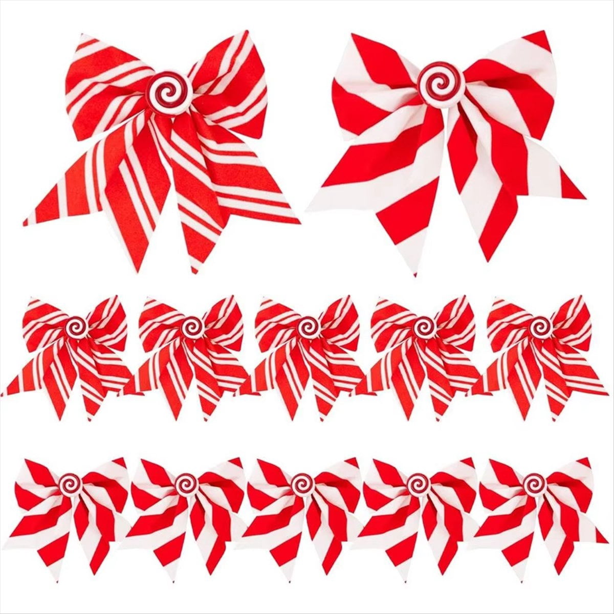 Christmas Bows 12 Pieces Red and White Festive Decorations Christmas ...