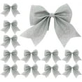thumbnail image 1 of Christmas Bows 24 Pcs 5.5'' Christmas Tree Bow Glitter Small Xmas Decorative Sequin Ties, Silver Wreaths Bows Bow Ornaments for Christmas Home Party, 1 of 7
