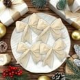 thumbnail image 1 of Christmas Bows 4PCS 5.9 Inch Rustic Wreath Gift Bows Vintage Xmas Velvet Ribbon Bow Holiday Ornaments for Christmas Tree Garland DIY Craft Wrapping Decor C, 1 of 5