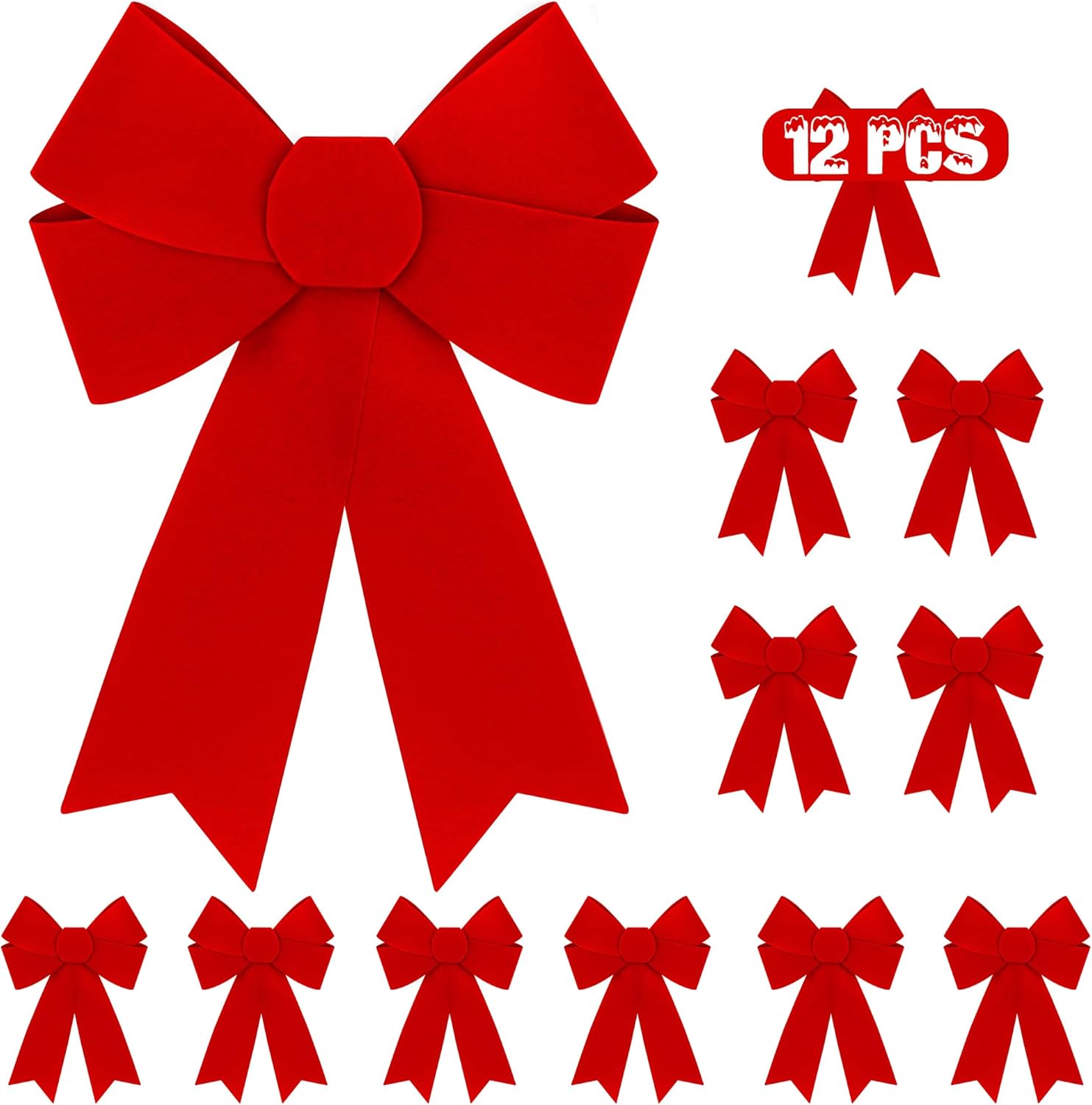 Christmas Bows, 9 X 12 Inches Red Bows Christmas Decorations, Velvet ...
