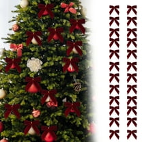 Christmas Bows For Christmas Tree Wreath 24pcs 3.54inch Mini Burgundy Red Velvet Bow Classic Ribbon Bows Gift Bows Gift Wrap Crafts Wedding Party Bows for Xmas Home Outdoor Indoor Decoration