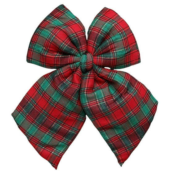 Christmas Bows for Decorations, Elegant Checkered Plaid Ribbon Bow Hanging Ornament for Wreaths, Xmas Tree Garland, DIY Crafts, Wedding Gift, and Indoor Outdoor Holiday Home Decor