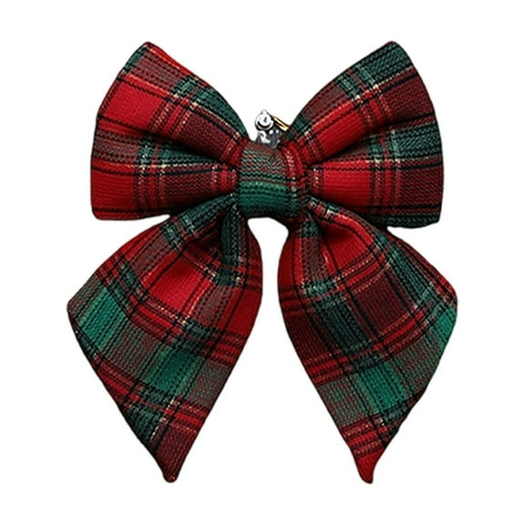 Christmas Bows for Decorations, Elegant Checkered Plaid Ribbon Bow Hanging Ornament for Wreaths, Xmas Tree Garland, DIY Crafts, Wedding Gift, and Indoor Outdoor Holiday Home Decor