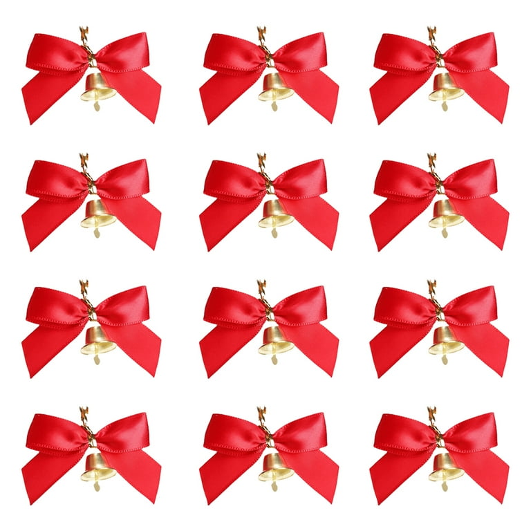 Christmas Bows for Gift Wrapping Premade Glitter Mini Christmas
