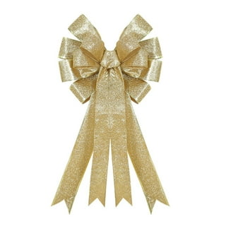 Realistic gold bows. Decorative golden favor ribbon, christmas gift wr By  Tartila