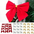 thumbnail image 1 of Christmas Bows Ornaments for Xmas Tree Ribbons Glitter Bow, 12Pcs Mini Bowknot Christmas Tree Hanging Decorations, Party Home Wreaths Gift Wrapping Supplies, 1 of 7