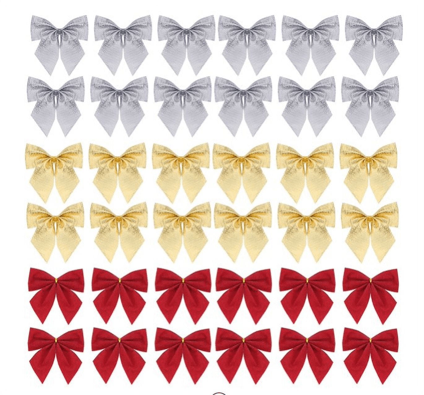 Christmas Bows Ornaments for Xmas Tree Ribbons Glitter Bow, 36pcs Mini