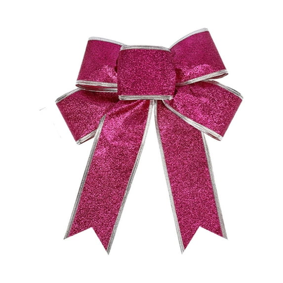 Christmas Bows Outdoor Decorations Large Glitter Christmas Tree Topper Bow with Glitter Silver Edge for Winter Xmas Home Front Door Decor Indoor Outdoor Decoration Supplies(Red,9x7")
