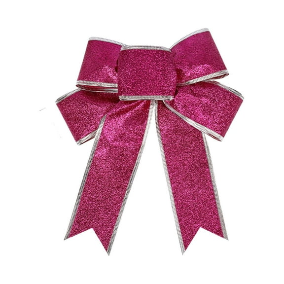 Christmas Bows Outdoor Decorations Large Glitter Christmas Tree Topper Bow with Glitter Silver Edge for Winter Xmas Home Front Door Decor Indoor Outdoor Decoration Supplies(Red,9x7")