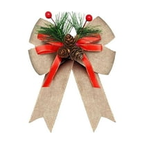 Christmas Bows with Pine Cones Pine Needles Xmas Velvet Bows Red Ribbon Christmas Tree Wreath Decoration for Xmas Parties Indoor Outdoor Crafts DIY Decor Plaid Bows Black White